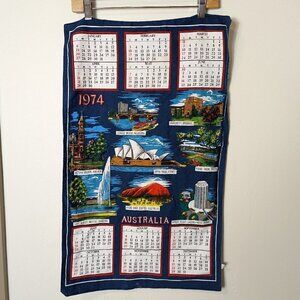 Vintage‎ Australian Sydney Opera House Linen Fabric Calendar 1974
